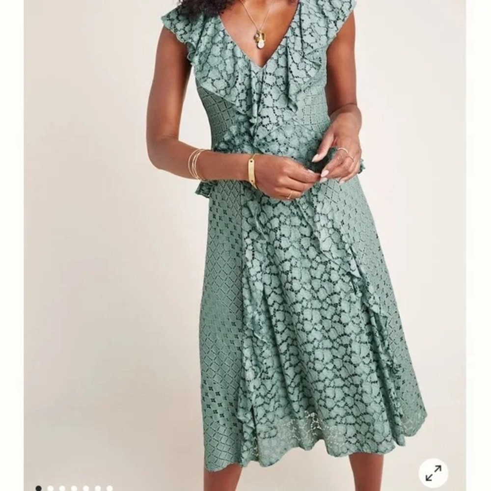 Anthropologie Antoinette Ruffled MIDI Dress NWOT 10